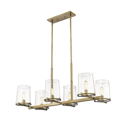 Z-LITE Callista 6 Light Island, Rubbed Brass & Clear 3032-6L-RB